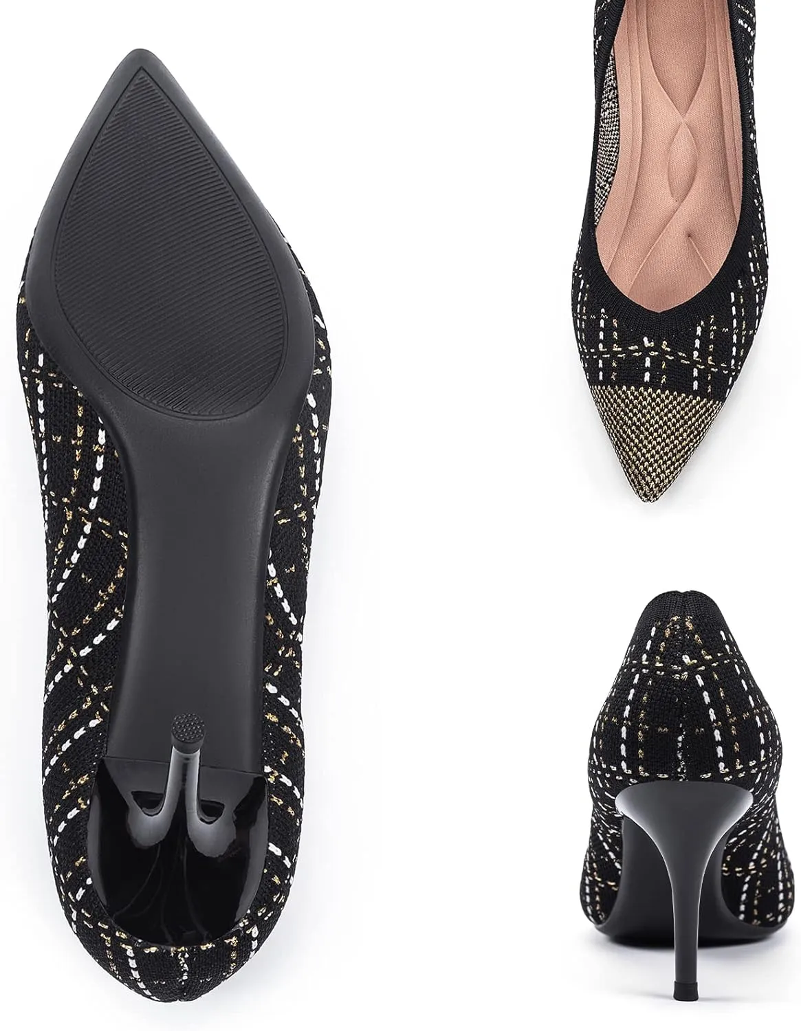 Womens Low Heel Pointed Toe Pump Shoes
