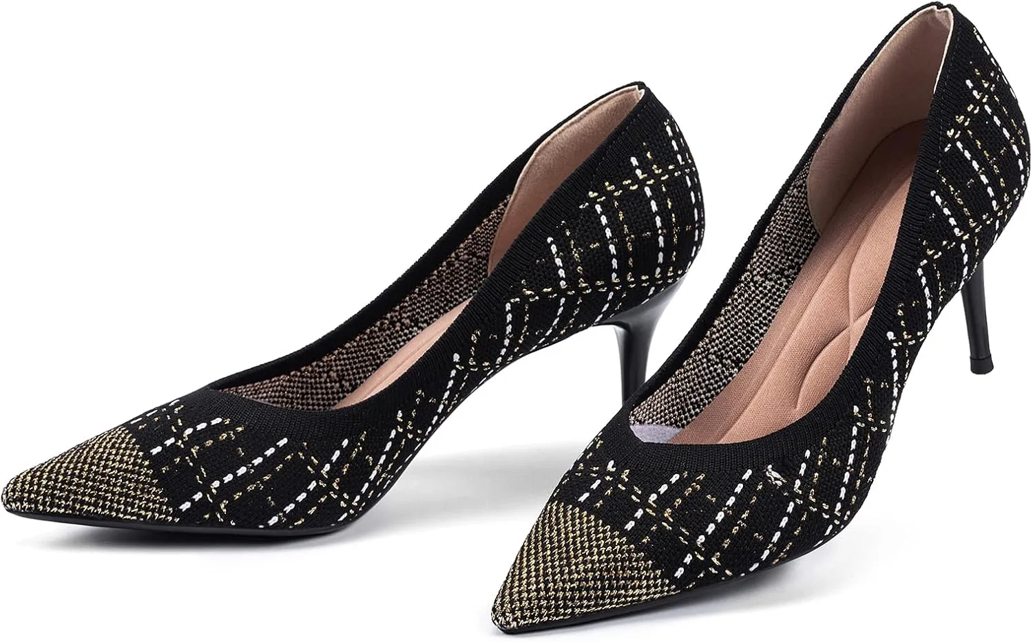 Womens Low Heel Pointed Toe Pump Shoes