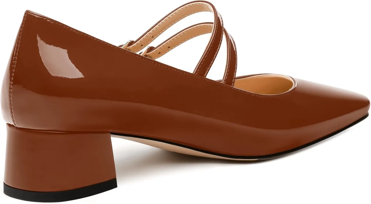 Womens Mary Jane Pumps, Square Toe Low Block Heel Pump Shoes for Women, Daily Comfort Mary Jane Pumps with Two Straps 1.3"