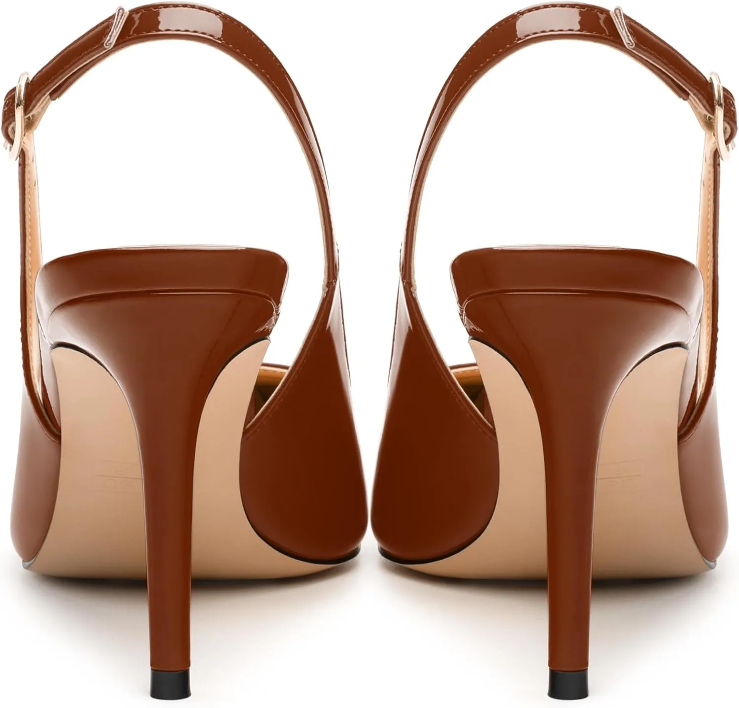 Women's Pumps, Slingback Pointed Toe Stiletto High Heels, Fashion Adjust Buckle Patent Shoes for Women 3.3 inch