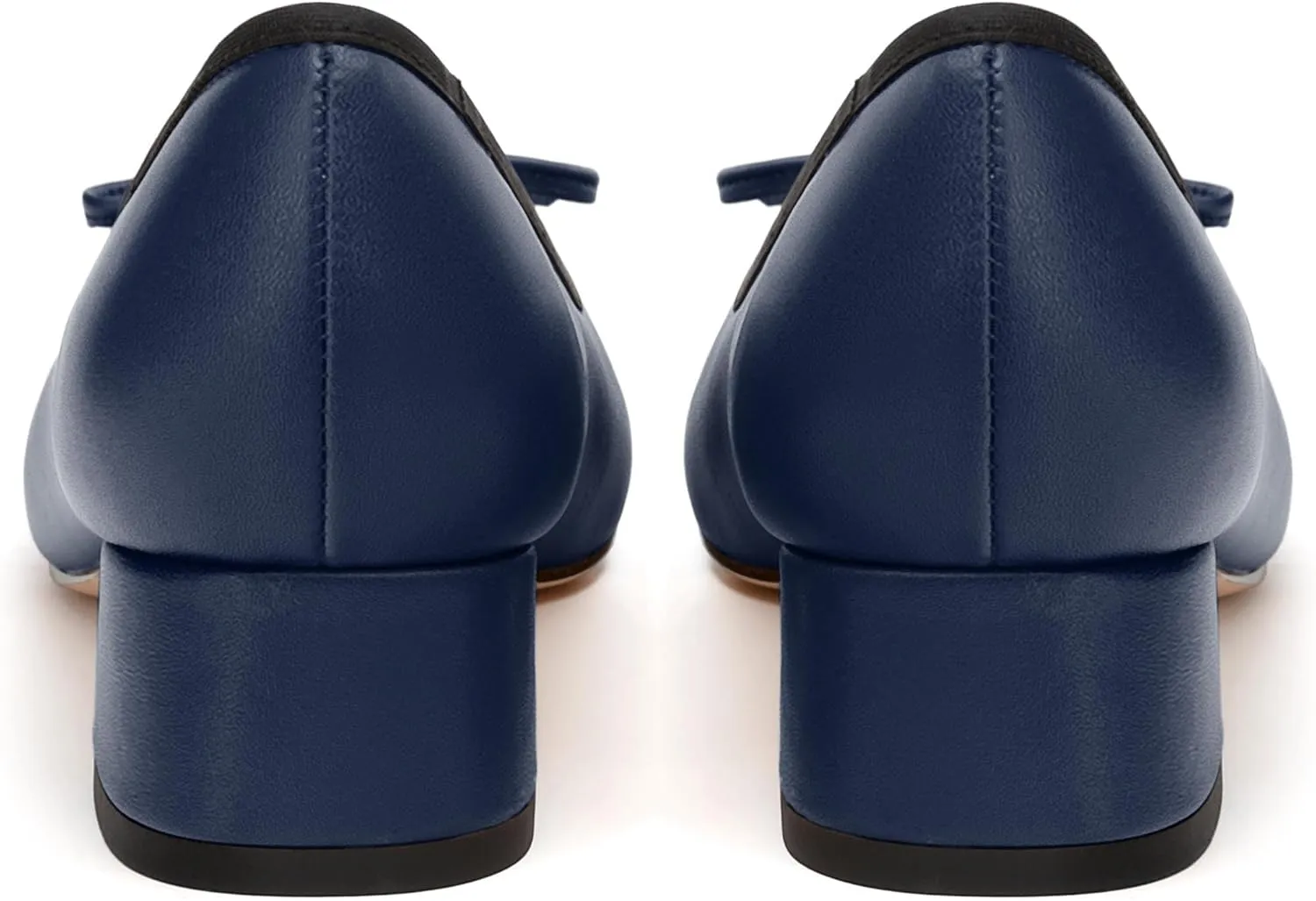 Womens Pumps, Square Toe Low Block Heel Pumps for Women, Leather Insole Comfort Daily Pump Shoes with Bow Tie 1.3"