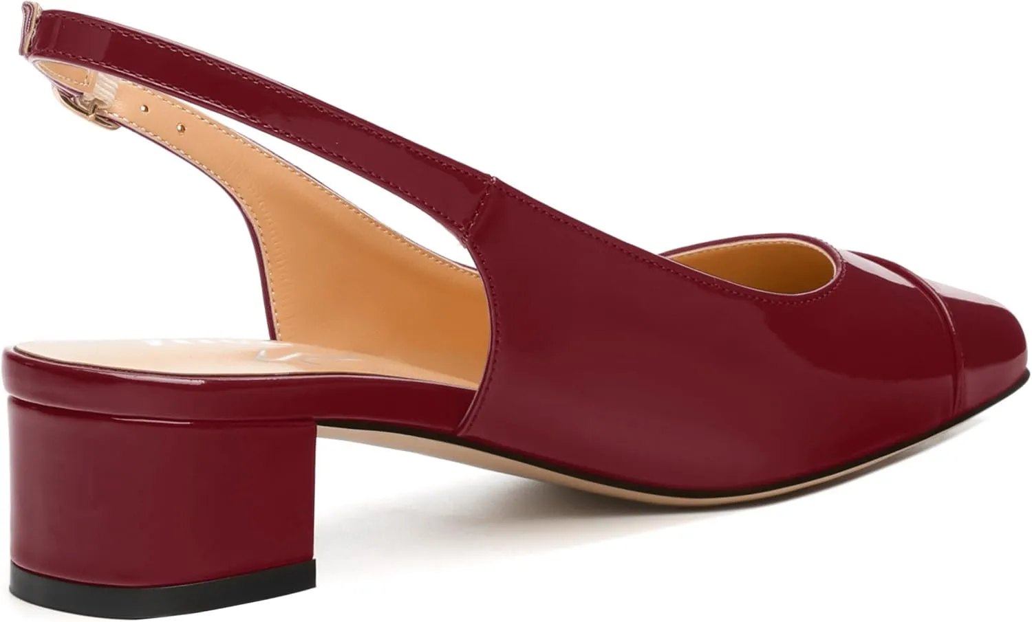 Women's Slingback Pumps, Low Chunky Heels Square Toe Pumps for Women, Block Heels Dress Shoes Closed Toe Comfortable Wedding Work Pump Sandals