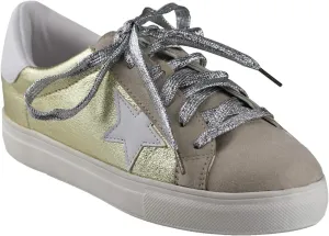 Womens Sneaker Flats Fashion Sneaker Glitter Metallic Lace Up Sparkle Slip On Street Casual Running Shoes